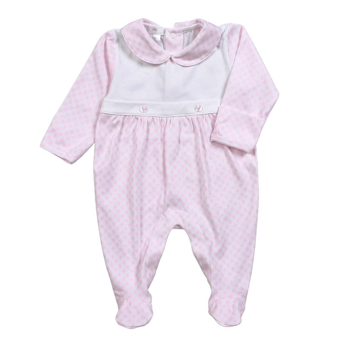 PDS-214 Pink Plaid Two button Pima Footie