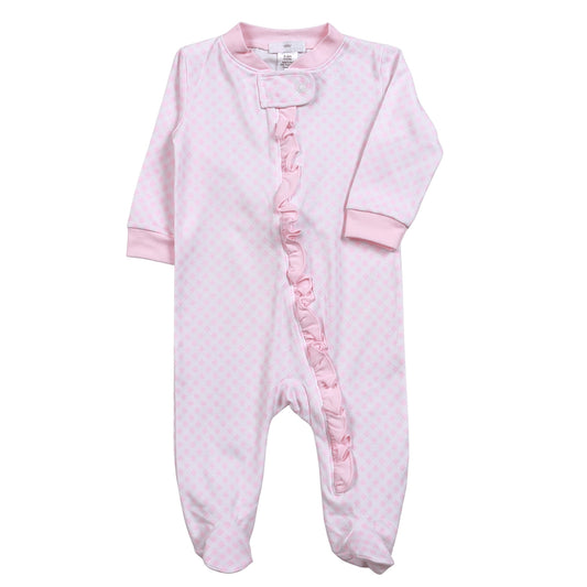PDS-299 Pink Plaid Pima Zipper Footie