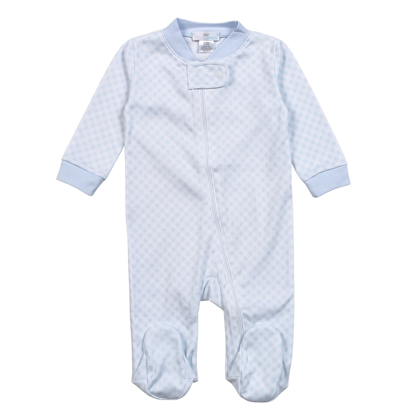 PDS-399 Blue Plaid Pima Zipper Footie