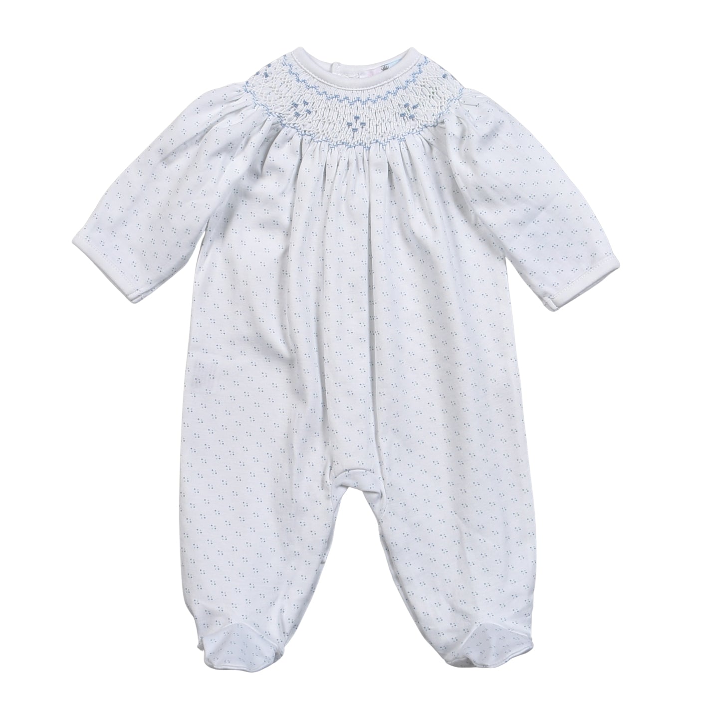 TDO-314 Blue Tiny Dots Pima Hand Smk Footie