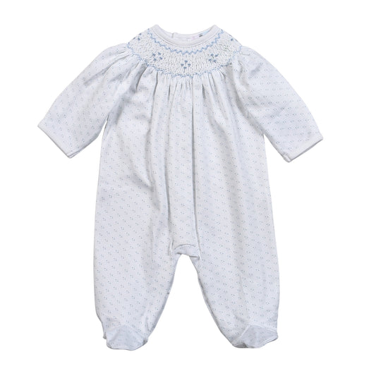 TDO-314 Blue Tiny Dots Pima Hand Smk Footie