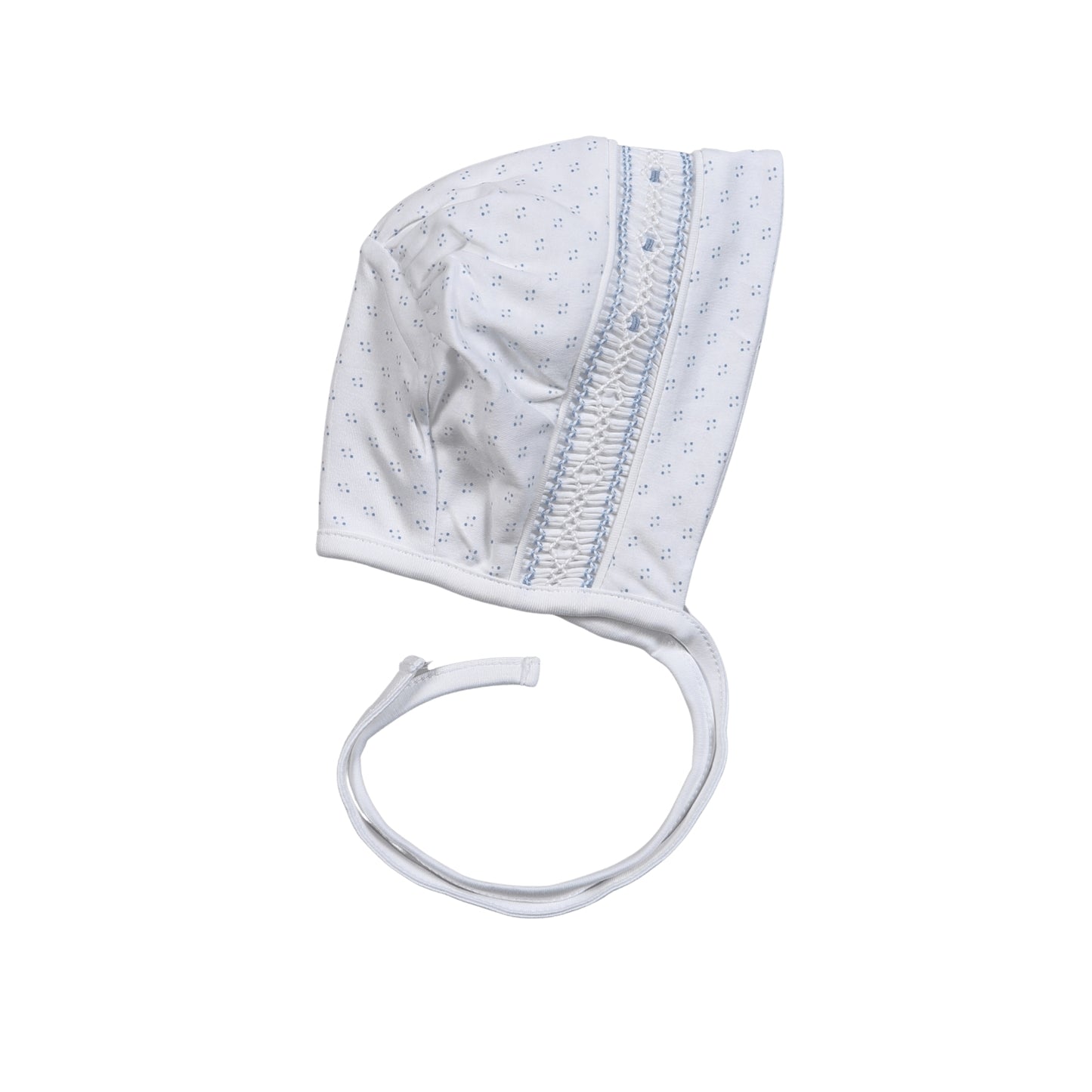 TDO-315 Blue Tiny Dots Pima Hand Smk Bonnet
