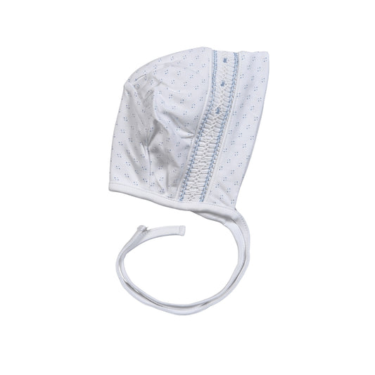TDO-315 Blue Tiny Dots Pima Hand Smk Bonnet