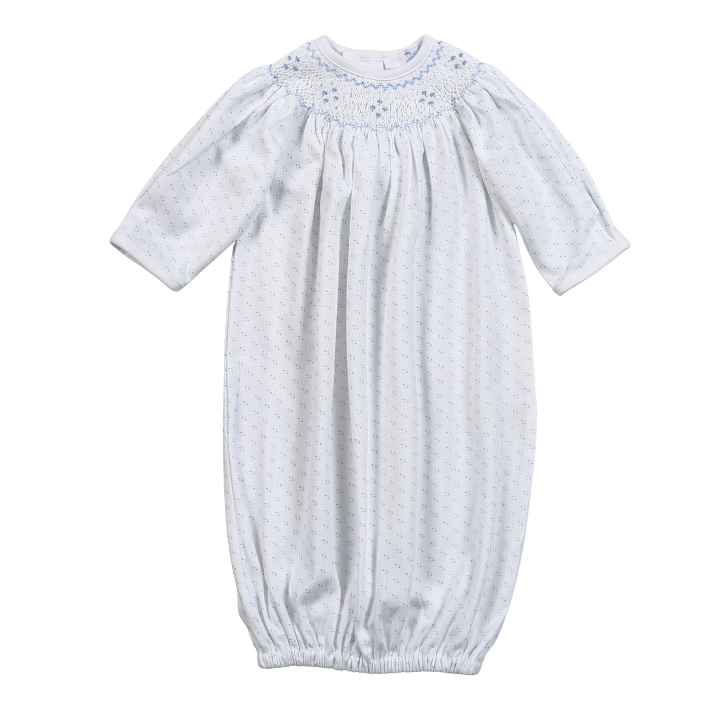 TDO-319 Blue Tiny Dots Pima Hand Smk GOWN