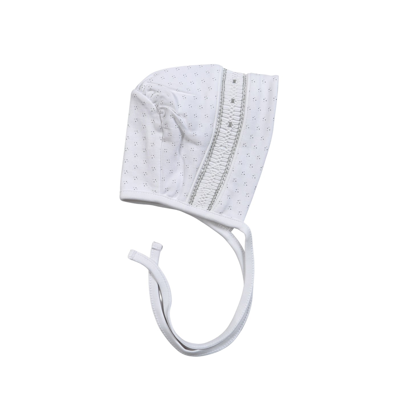 TDO-415 Grey Tiny Dots Pima Hand Smk Bonnet