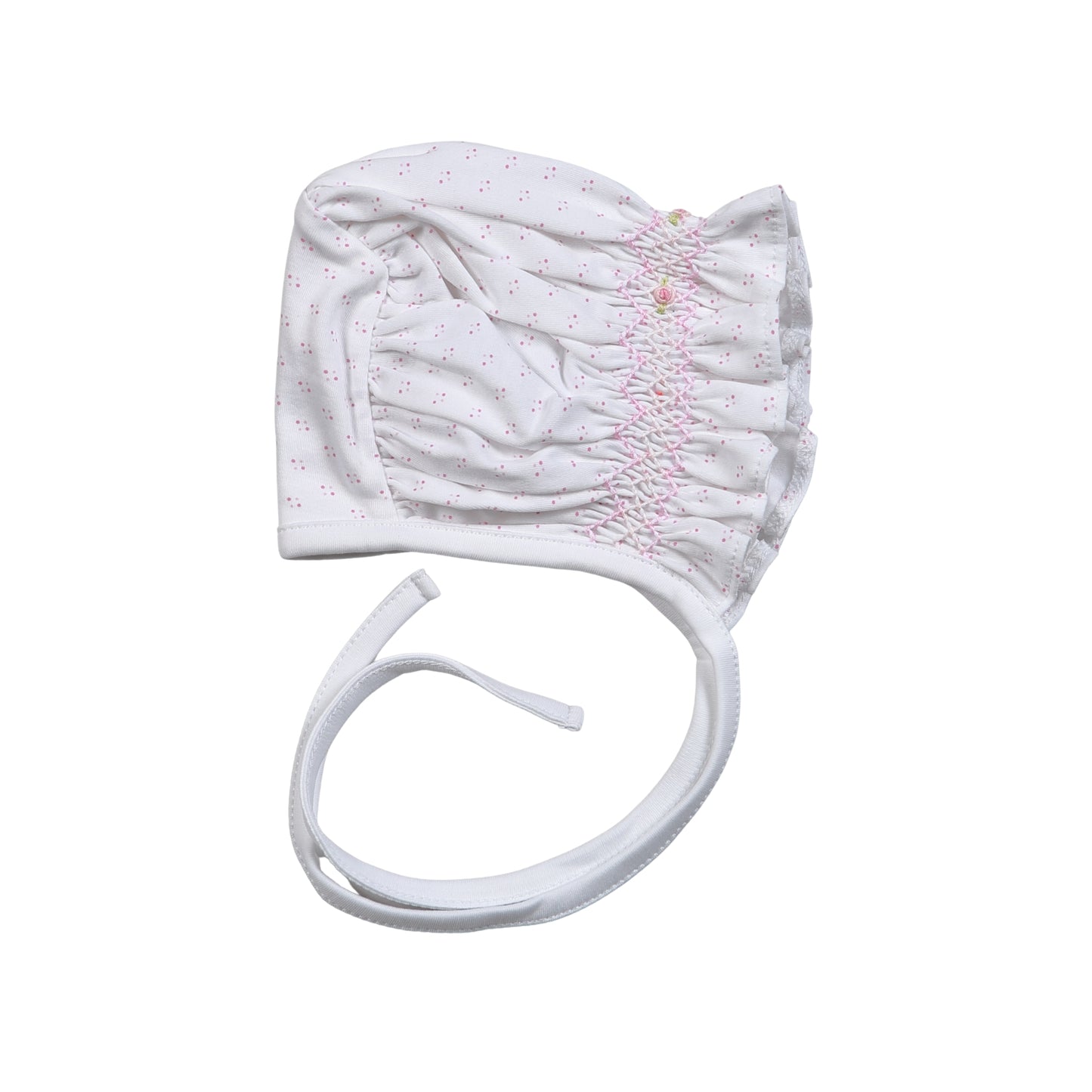 TDO-515 Pink Tiny Dots Pima Hand Smk Bonnet