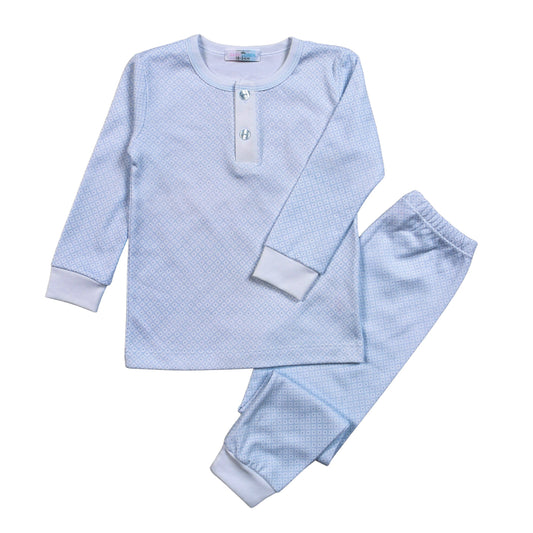 LDI-099 Blue diamond Print Pima Two Pcs Loungewear
