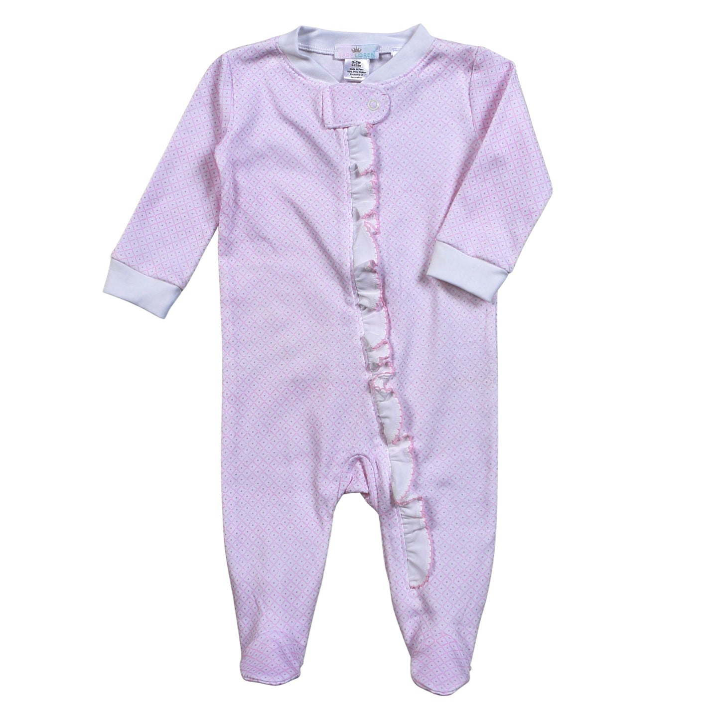 LDI-399 Pink Diamond Print   Pima Zipper Footie