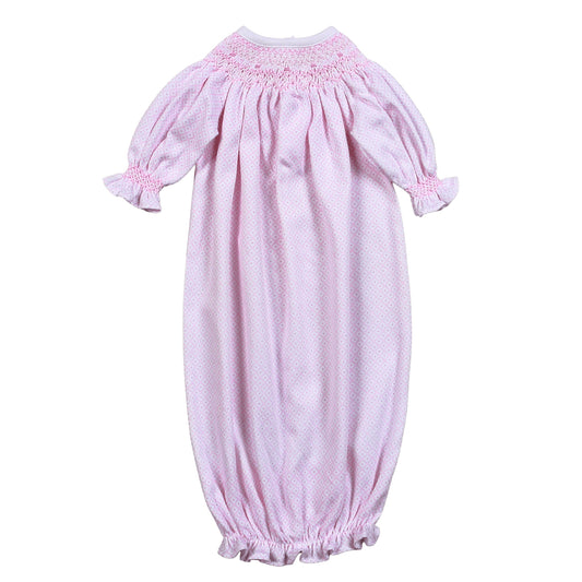 LDI-619 Pink Diamond Print   Pima Hand Smk GOWN
