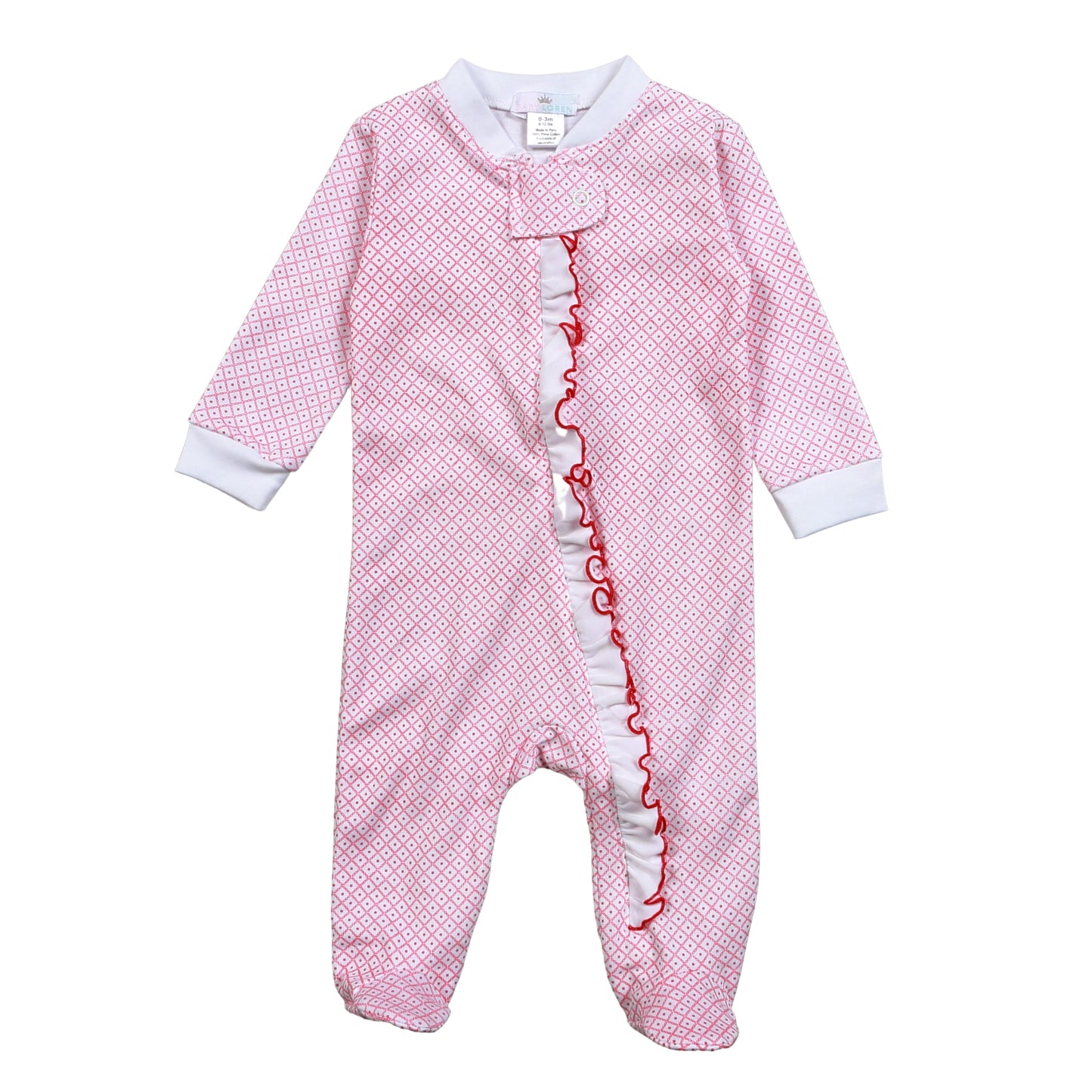 RDI-399 Red Diamond Print   Pima Zipper Footie