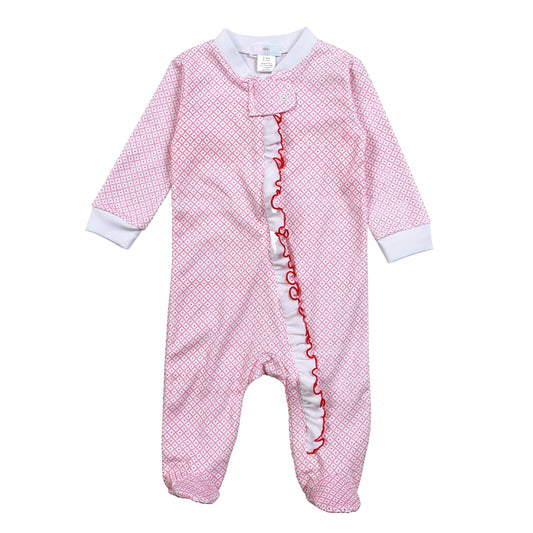 RDI-399 Red Diamond Print   Pima Zipper Footie