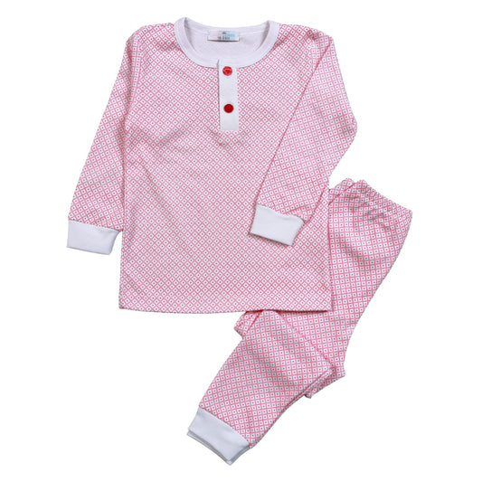 RDI-099 Red Diamond Print Pima Ruffled Two Pcs Loungewear