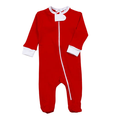RED-299 Red Pima Zipper Footie