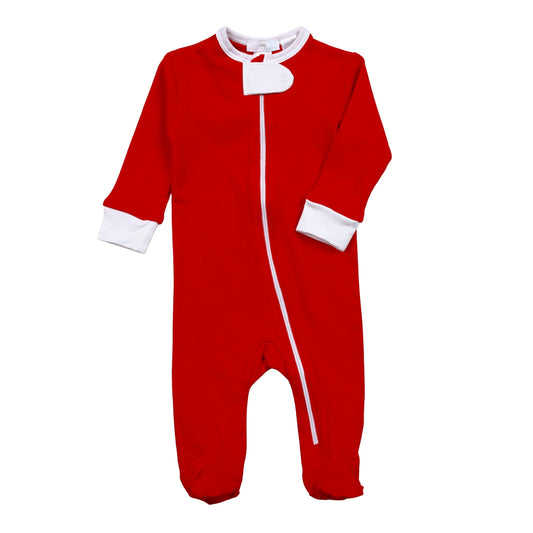 RED-299 Red Pima Zipper Footie