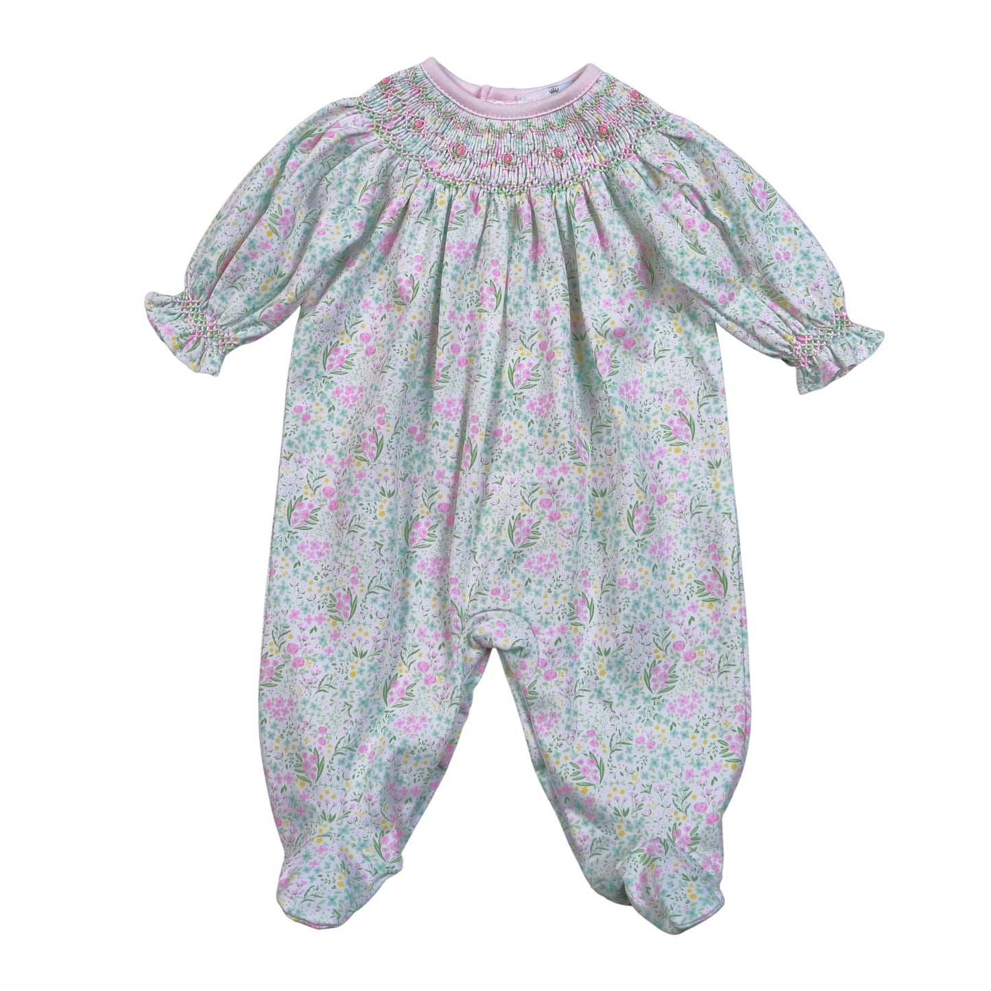 MYA FLORAL HAND SMOCK BISHOP FOOTIE