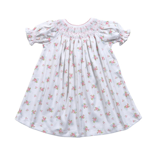 RBO-840 FLORAL HAND SMOCKED BISHOP DRESS