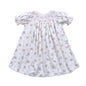 RBO-840 FLORAL HAND SMOCKED BISHOP DRESS