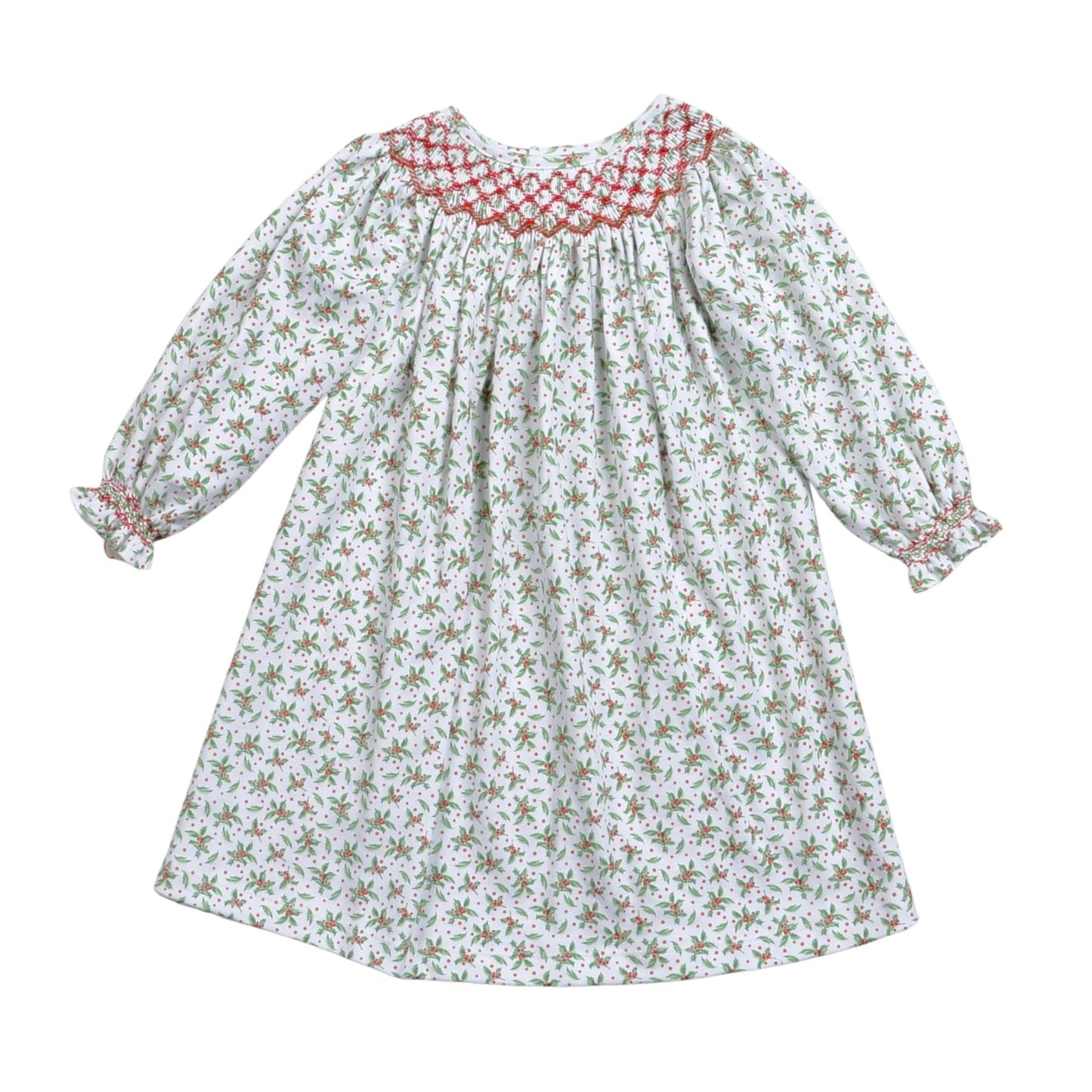 CRG-540 Christmas Garlands Pima Hand Smocked Bishop Dress