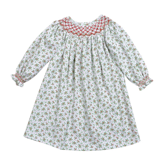 CRG-540 Christmas Garlands Pima Hand Smocked Bishop Dress