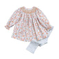 PSN-520 Pumpkin Season Hand Smocked Pima pants set