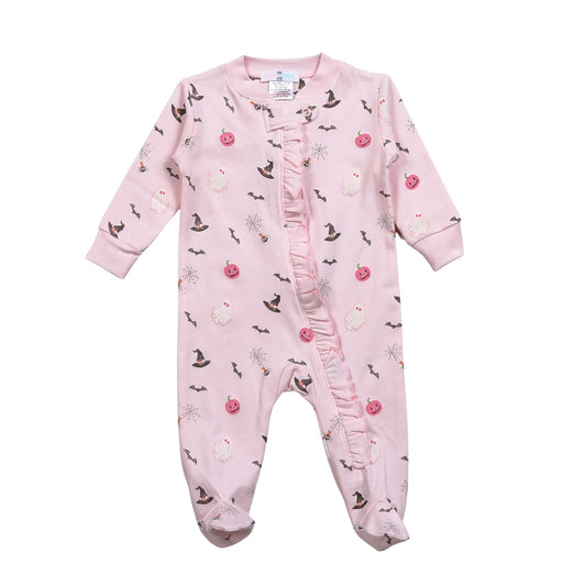 HLW-299 Halloween in Pink Pima Zipper Footie