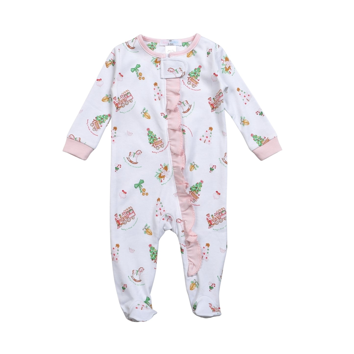 BFX-299 Baby's First Christmas Pima Zipper Footie