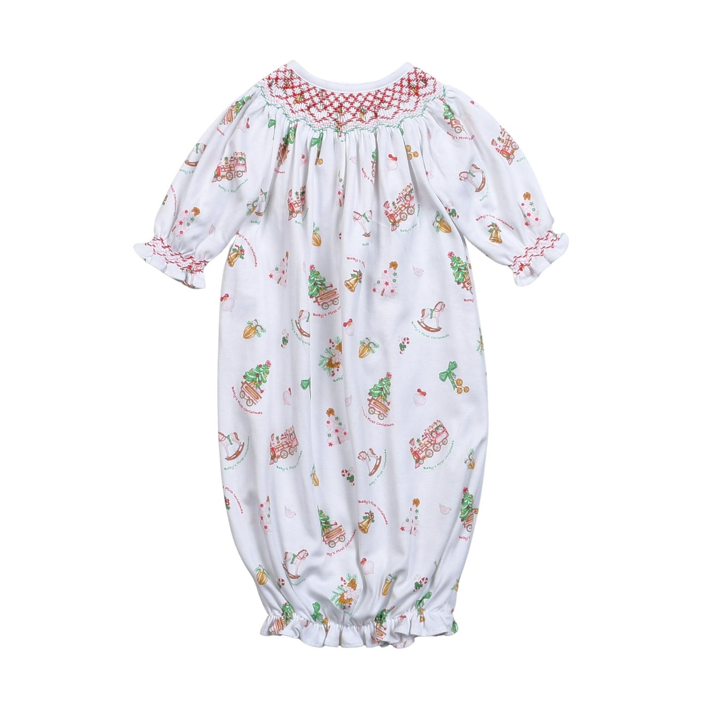 BFX-519 Baby's First Christmas Pima Hand Smocked Bishop Gown