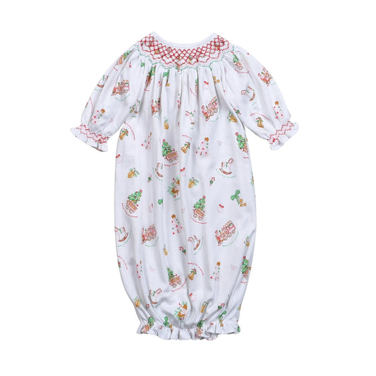 BFX-519 Baby's First Christmas Pima Hand Smocked Bishop Gown