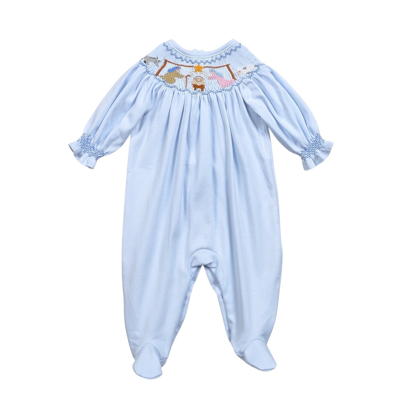 XMS-314 Nativity Hand Smocked Pima Hand Smocked Bishop Footie