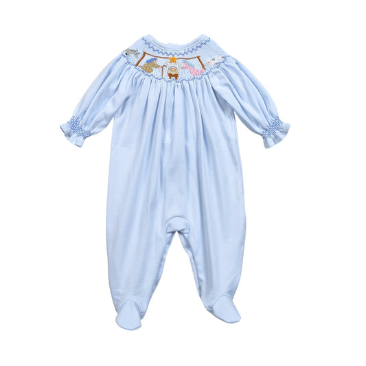 XMS-314 Nativity Hand Smocked Pima Hand Smocked Bishop Footie