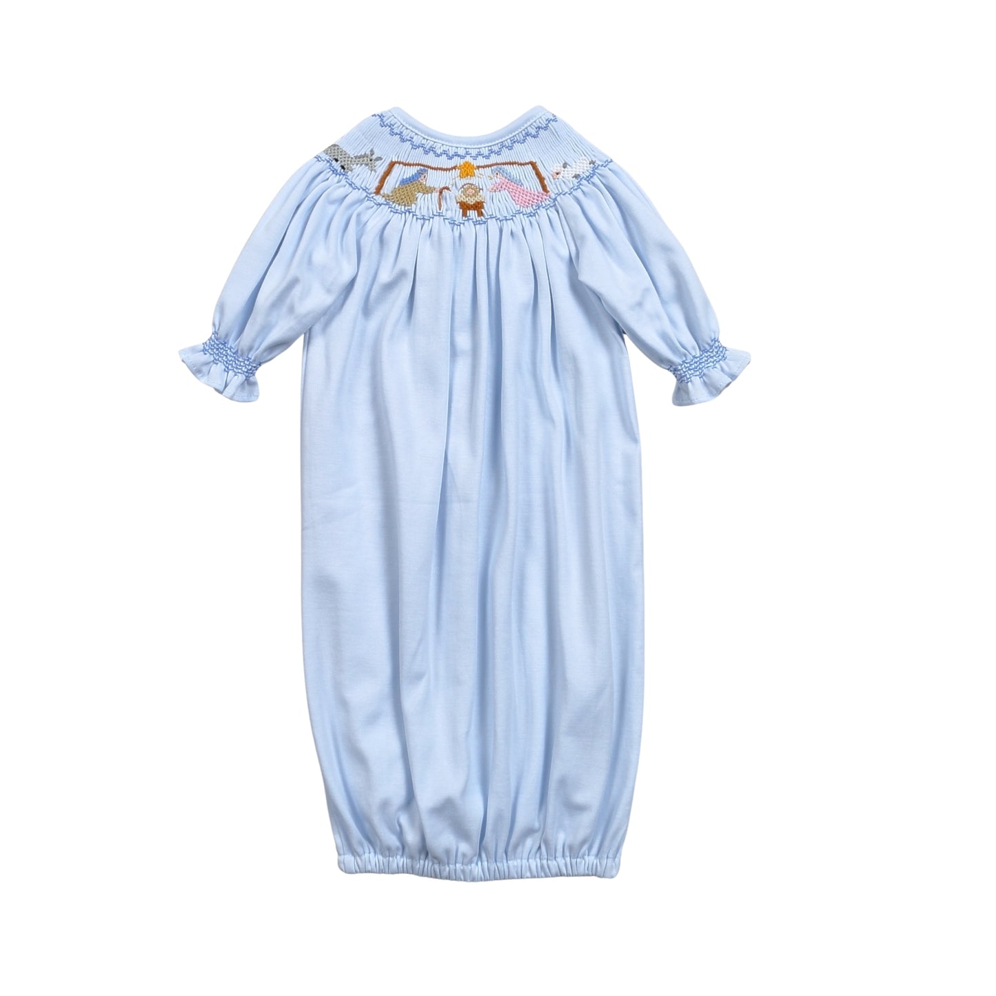 XMS-319 Nativity Hand Smocked Pima Hand Smocked Bishop Footie