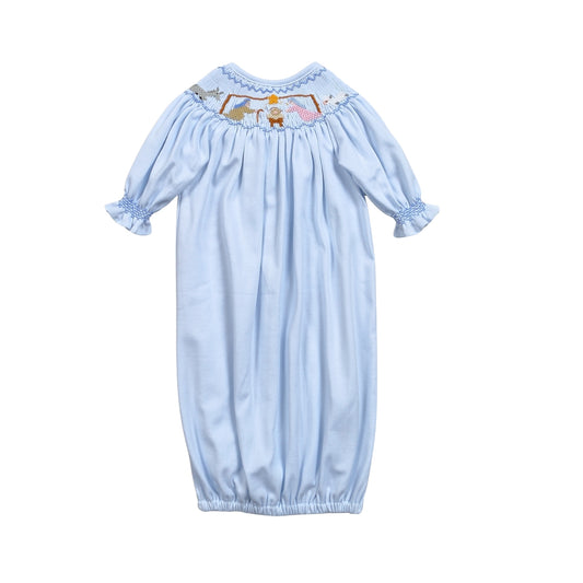 XMS-319 Nativity Hand Smocked Pima Hand Smocked Bishop Footie