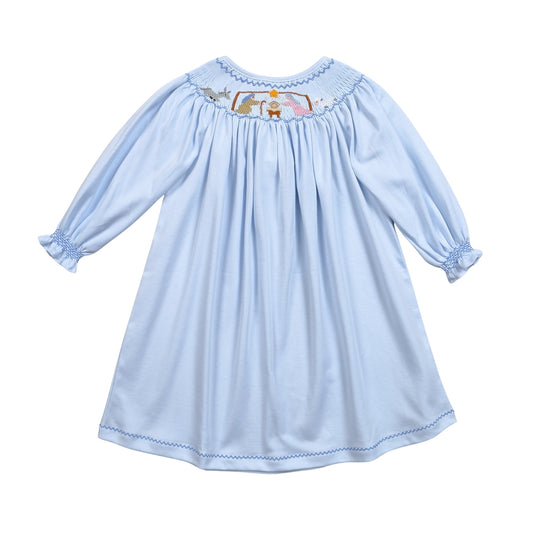XMS-340 Nativity Hand Smocked Pima Hand Smocked Bishop Dress