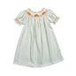 AUT-340 Pumpkins Hand Smocked Pima Hand Smocked Bishop Dress