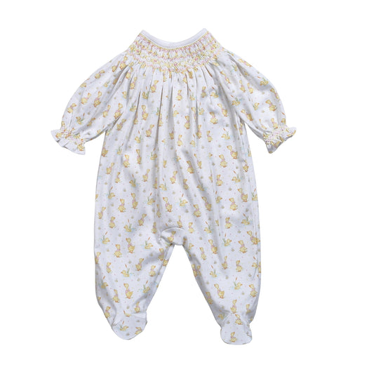 DKS-514 Ducks in the Pond Pima Hand Smocked Bishop Footie