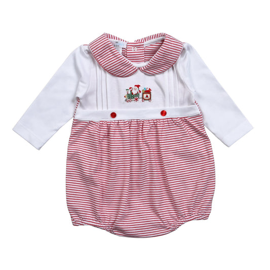 XTN-130 Christmas Train   Hand Embroidered Pima  Bubble