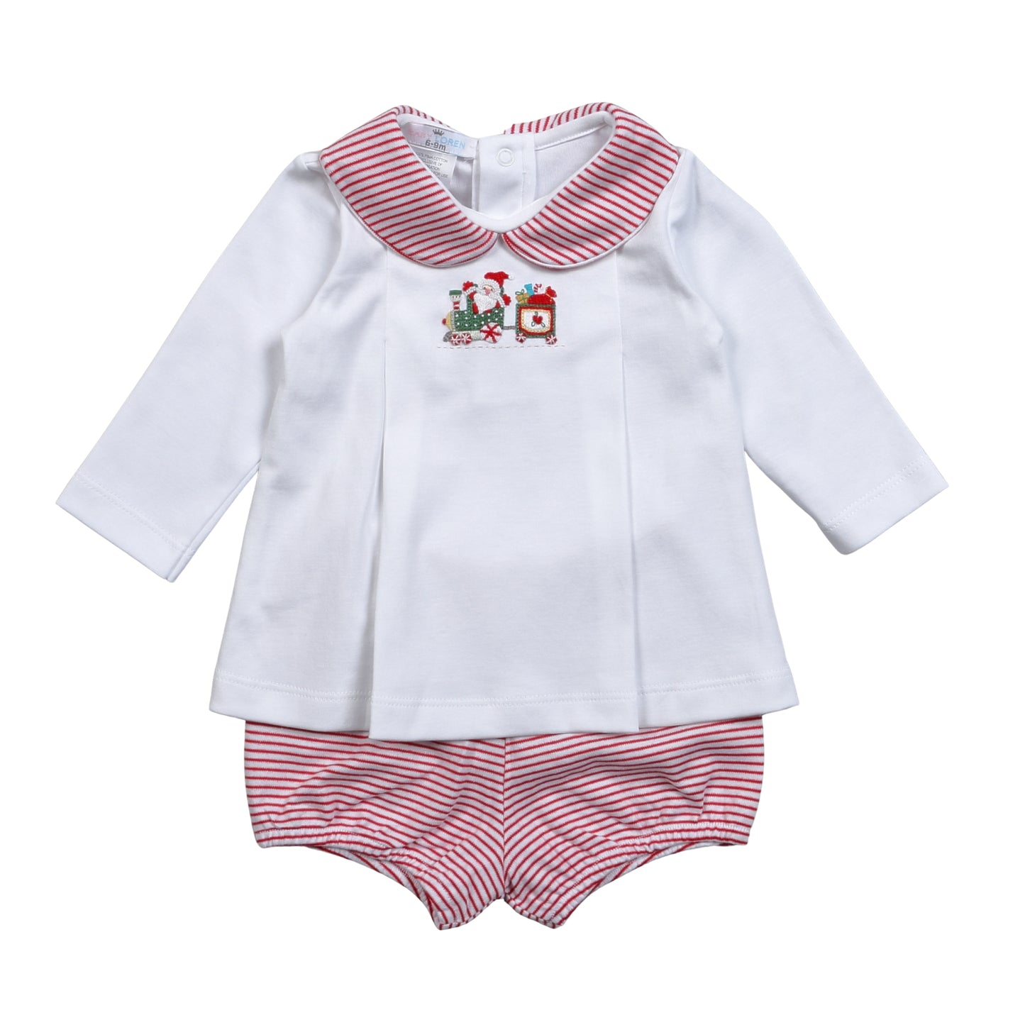 XTN-132 Christmas Train   Hand Embroidered Pima  Bloomers set