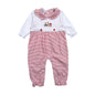 XTN-234 Christmas Train   Hand Embroidered Pima  Romper
