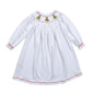 XMS-540 Christmas Trees Hand Smocked Pima Hand Smocked Bishop Dress