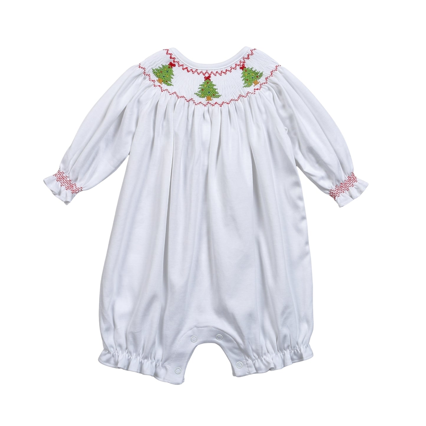 XMS-530 Christmas Trees Hand Smocked Pima Hand Smocked Bubble