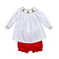 XMS-532 Christmas Trees Hand Smocked Pima bloomers set
