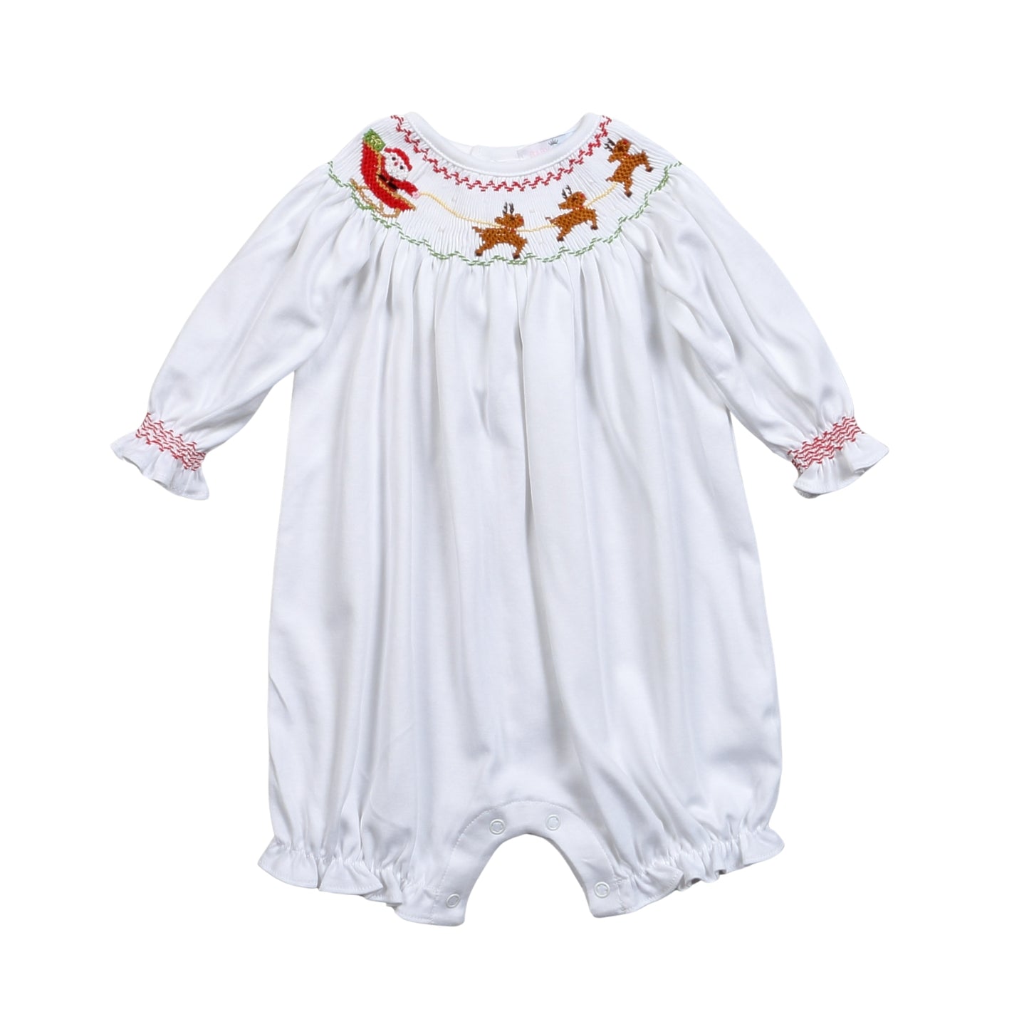 XMS-430 Santa's Sleigh Hand Smocked Pima Hand Smocked Bubble
