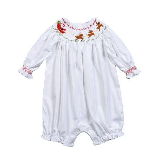 XMS-430 Santa's Sleigh Hand Smocked Pima Hand Smocked Bubble