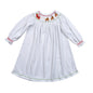 XMS-440 Santa's Sleigh Hand Smocked Pima Hand Smocked Bishop Dress