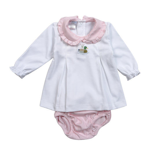 MLR-232 Blue Mallard Duck Hand Embroidered Pima  Bloomers set