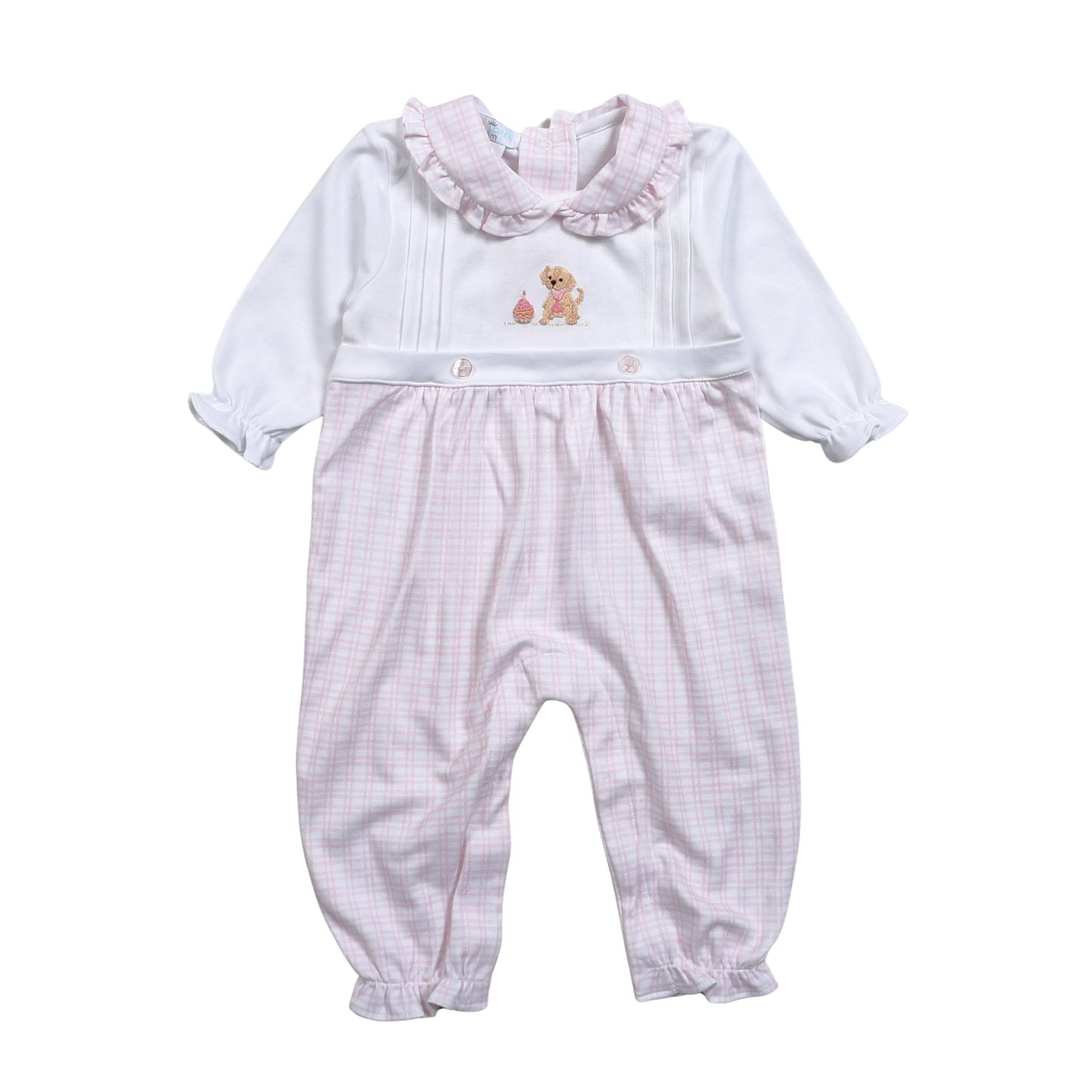HBY-234 Blue Birthday  Hand Embroidered Pima  Romper
