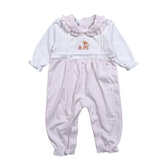 HBY-234 Blue Birthday  Hand Embroidered Pima  Romper