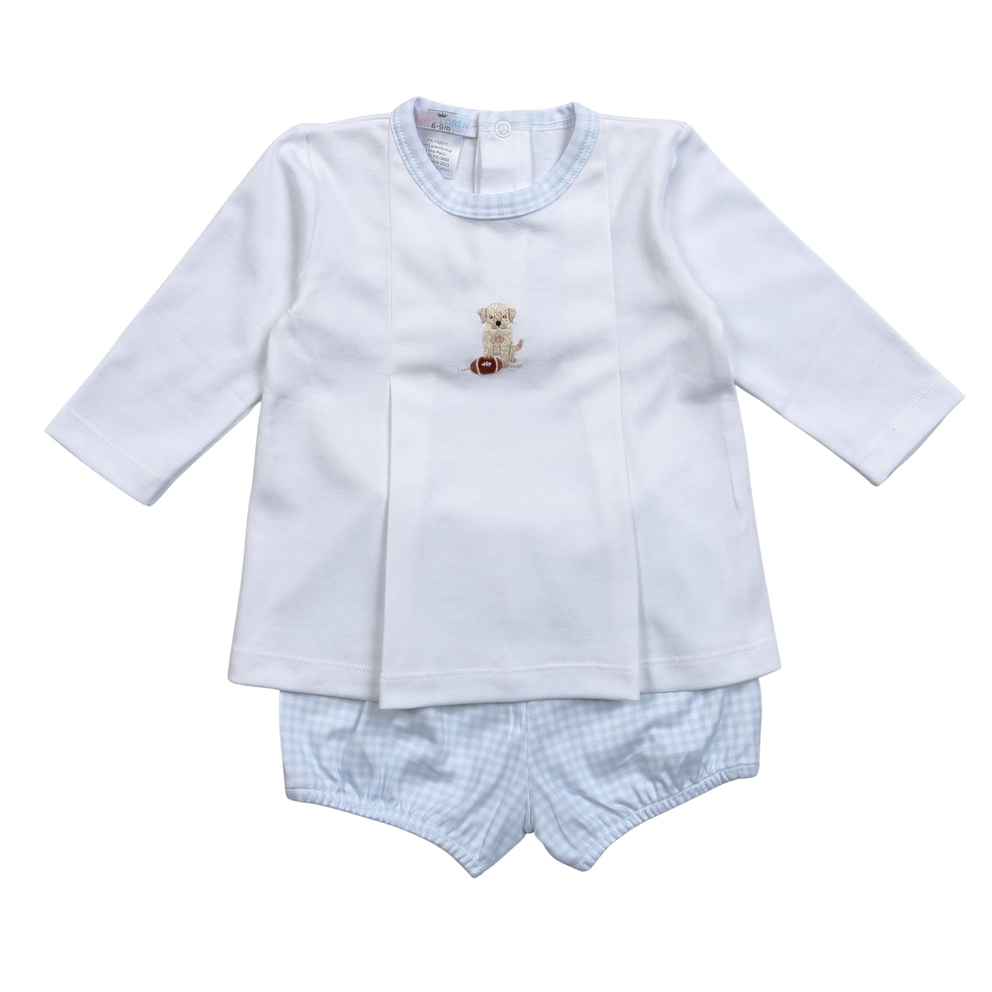 BSB-132 Blue Baseball   Hand Embroidered Pima  Bloomers set
