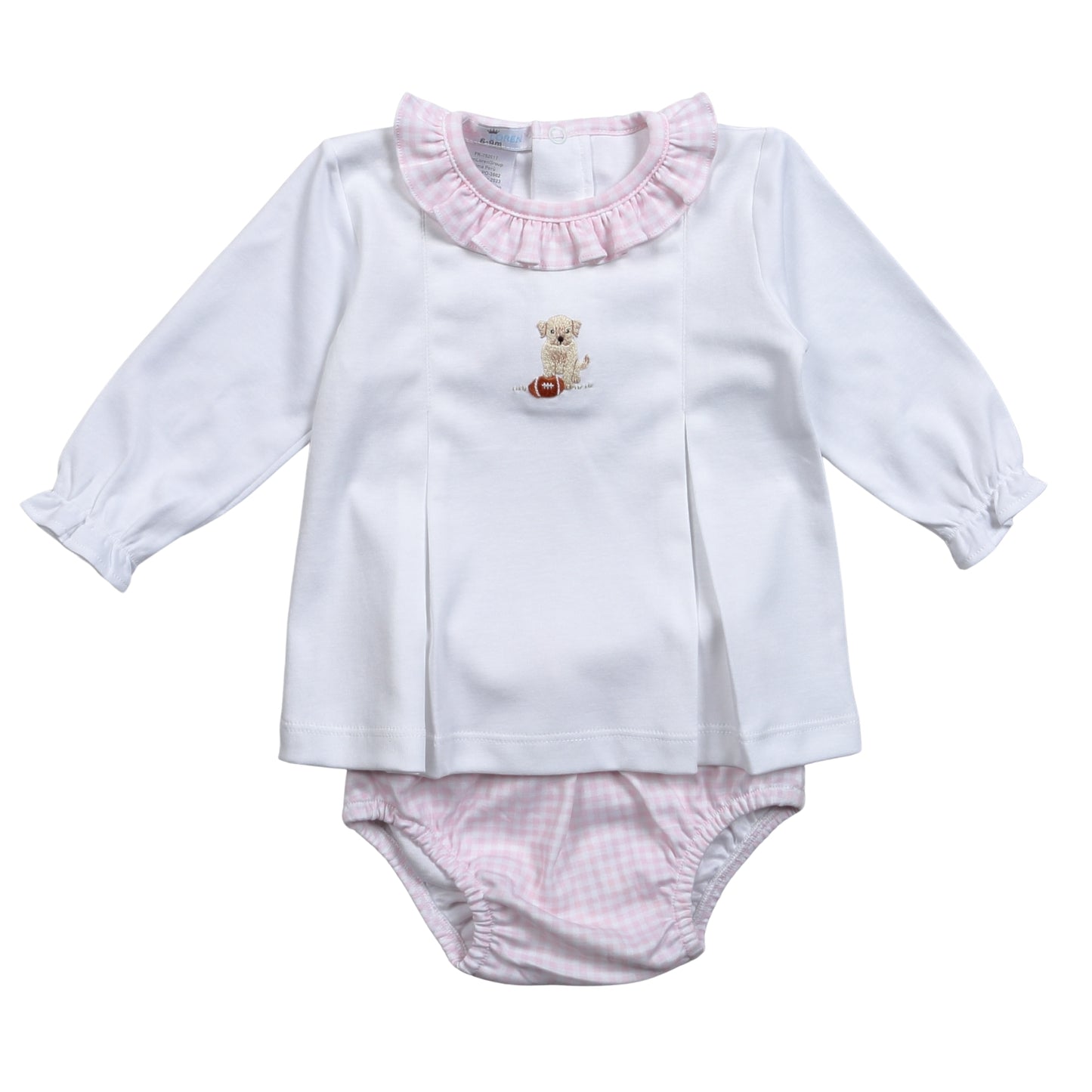 BSB-232 Pink Baseball   Hand Embroidered Pima  Bloomers set