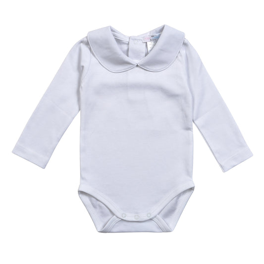 WHI-210 White Peter Pan Collar Pima Bodysuit